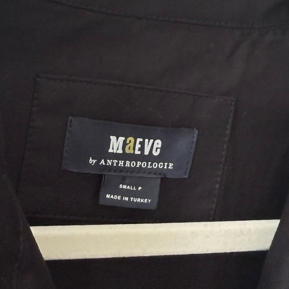 Maeve Anthropologie Soren Black Long Sleeve Button-Front Midi Shirt Dress S-P - Picture 4 of 6